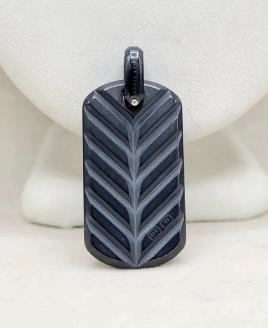 back of David Yurman Chevron Tag In Black Titanium With SS And Black Diamonds, 35mm
