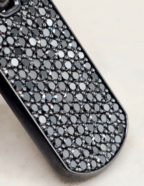 David Yurman Chevron Tag In Black Titanium With SS And Black Diamonds, 35mm
