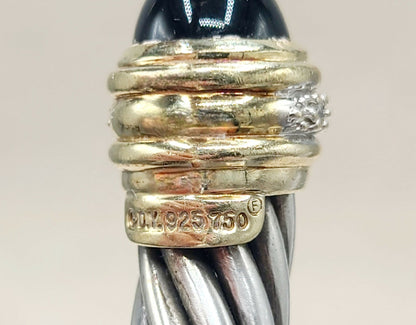 hallmark of David Yurman Classic Cable Bracelet In Sterling Silver and Gold With Black Onyx And Diamonds