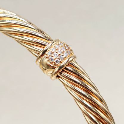 David Yurman Classic Cable Pavé Diamond Bracelet 18K Rose Gold 0.216 TCW 7mm Large