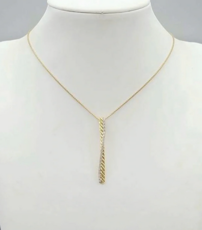 David Yurman Crossover Bar Diamond Pendant Necklace 18K Yellow Gold 0.31 TCW 18"