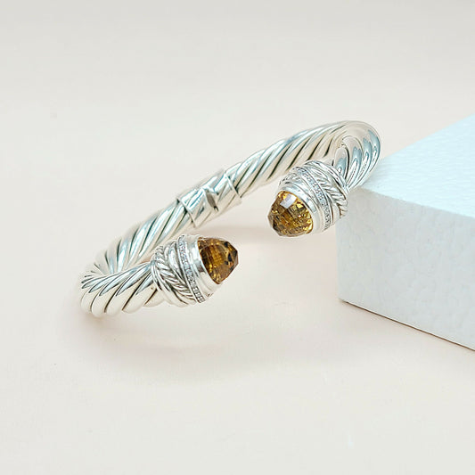 David Yurman Crossover Citrine Bracelet With Diamonds  8.5mm 