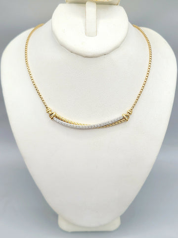 David Yurman Crossover Diamond Bar Necklace in 18k Gold