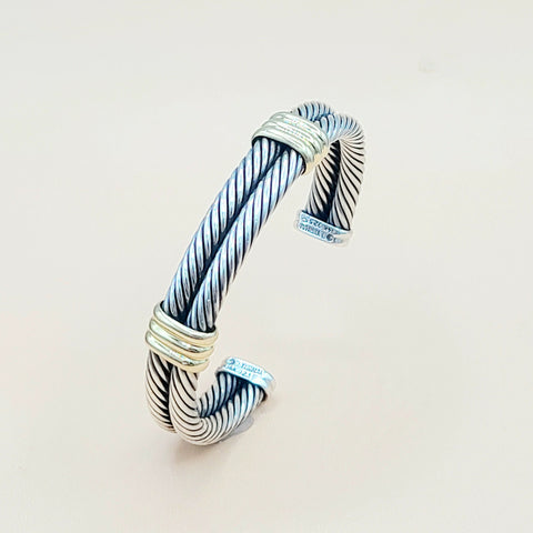  David Yurman-Double Cable Double Gold Station-Bracelet
