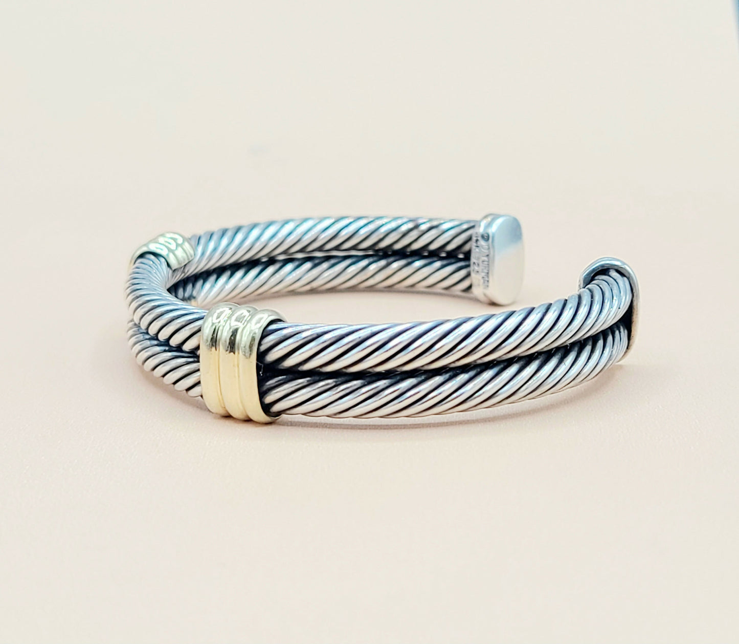 David Yurman Double Cable Gold Station Bracelet | Certified Pre-Owned  AYW Luxury #