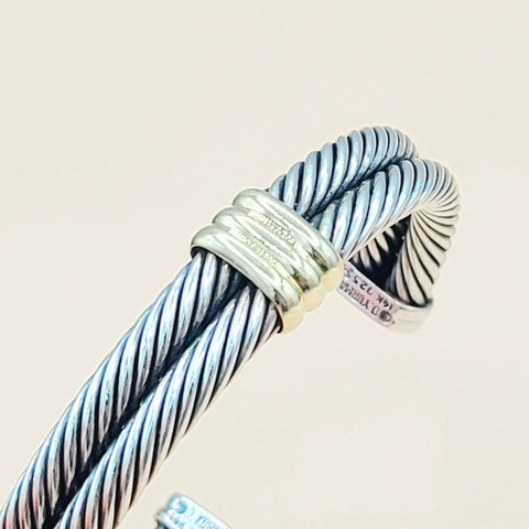  David Yurman-Double Cable Double Gold Station-Bracelet