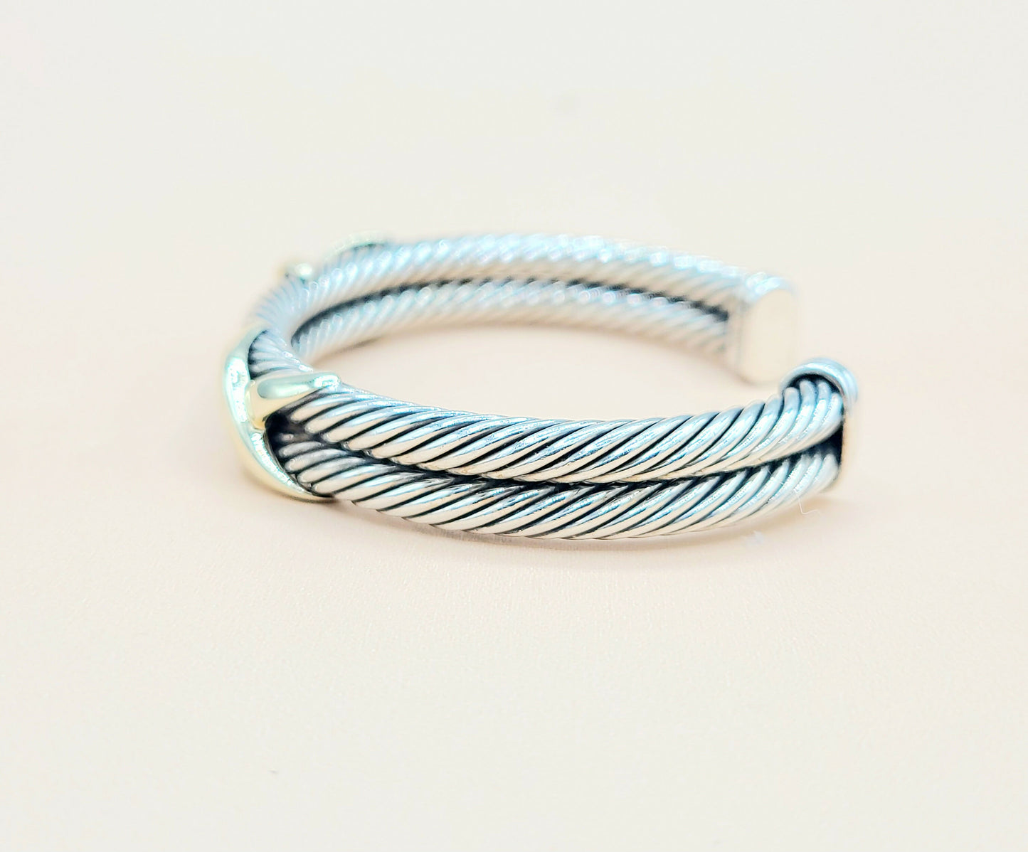    David Yurman Double Cable Station Double Gold X Bracelet