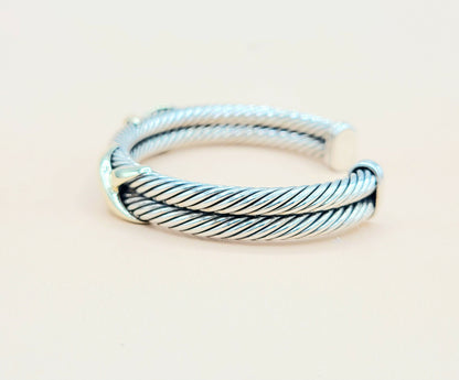    David Yurman Double Cable Station Double Gold X Bracelet