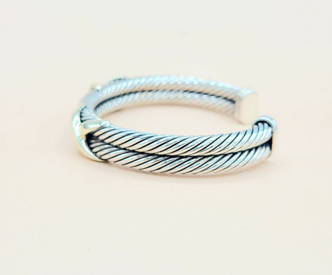  David Yurman Double Cable Station Double Gold X Bracelet