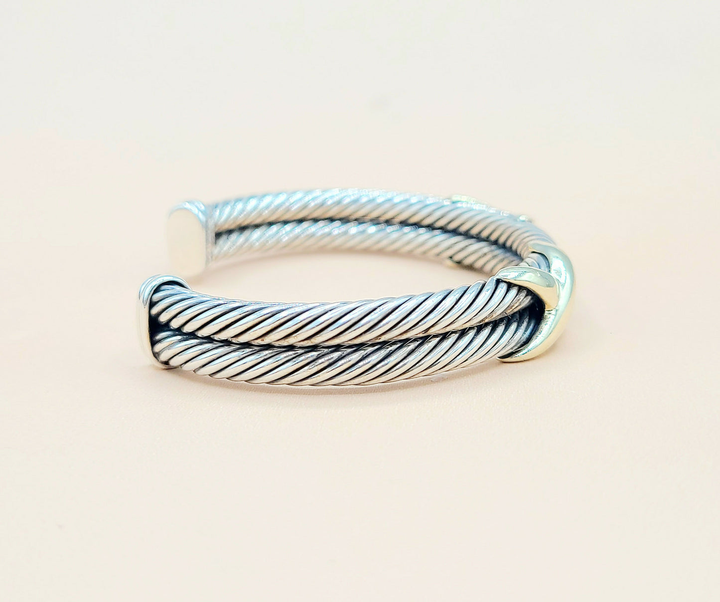    David Yurman Double Cable Station Double Gold X Bracelet