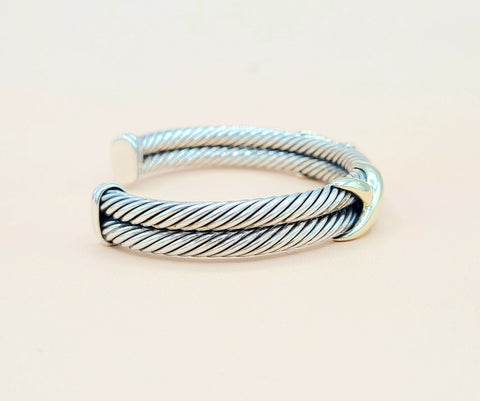  David Yurman Double Cable Station Double Gold X Bracelet