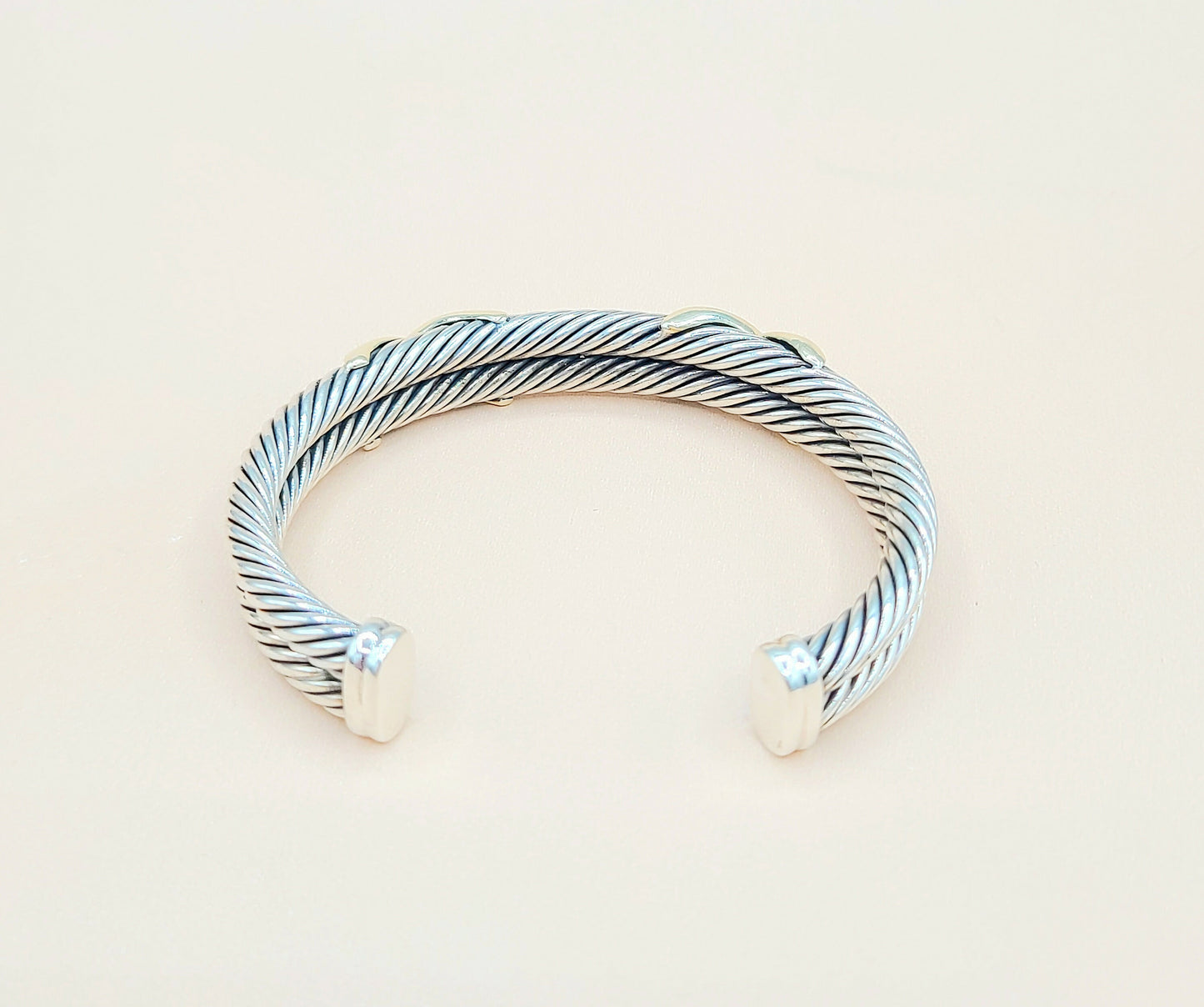    David Yurman Double Cable Station Double Gold X Bracelet
