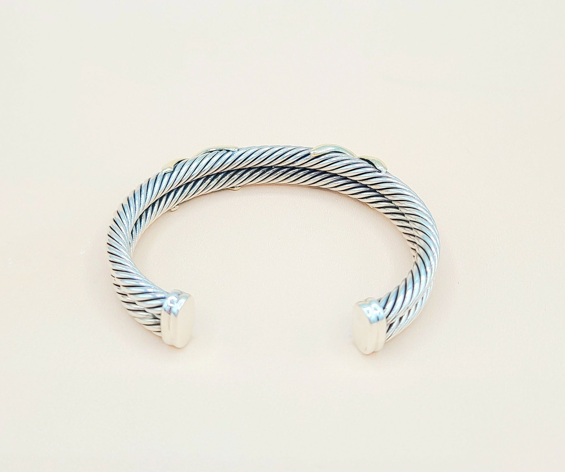    David Yurman Double Cable Station Double Gold X Bracelet