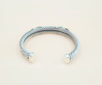    David Yurman Double Cable Station Double Gold X Bracelet
