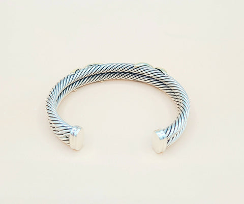  David Yurman Double Cable Station Double Gold X Bracelet