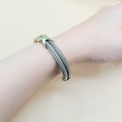    David Yurman Double Cable Station Double Gold X Bracelet
