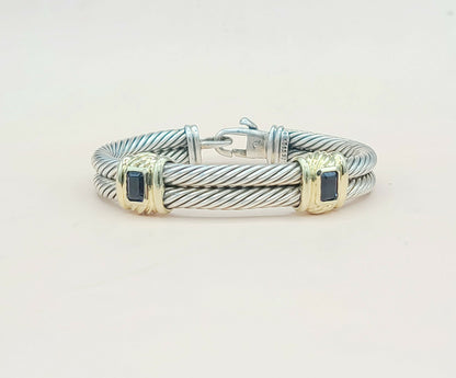 David Yurman Double Cable Renaissance Double Station Bracelet With Iolite And Gold