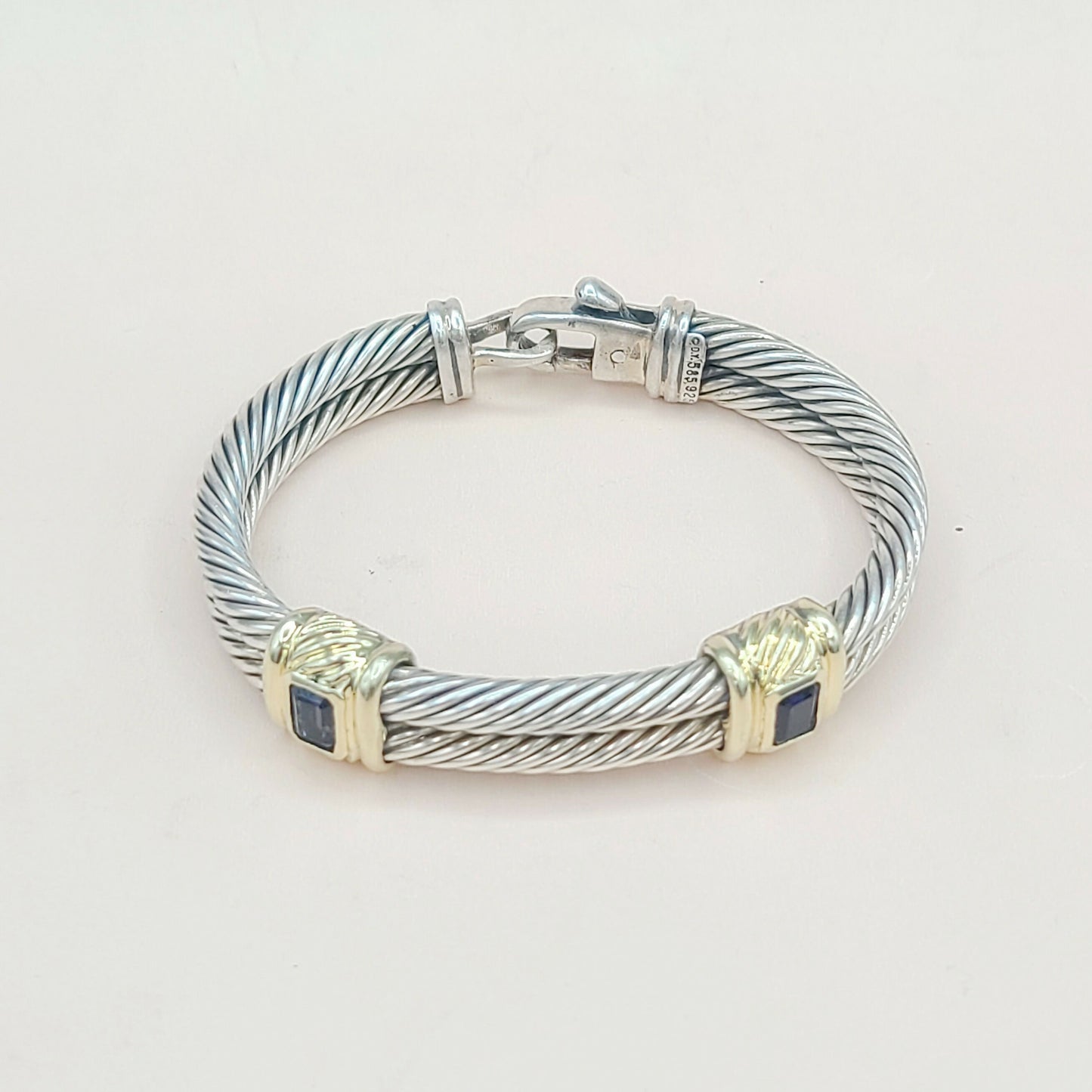 David Yurman Double Cable Renaissance Double Station Bracelet With Iolite And Gold