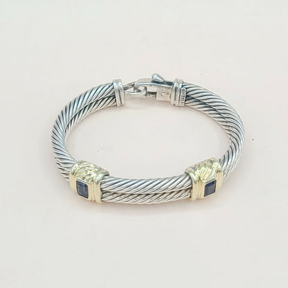 David Yurman Double Cable Renaissance Double Station Bracelet With Iolite And Gold