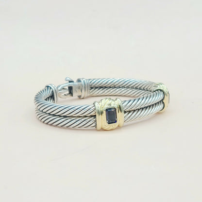 David Yurman Double Cable Renaissance Double Station Bracelet With Iolite And Gold