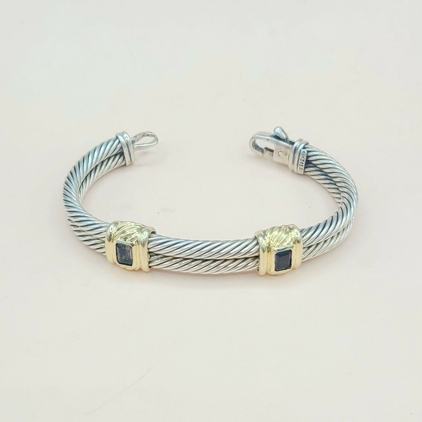 David Yurman Double Cable Renaissance Double Station Bracelet With Iolite And Gold