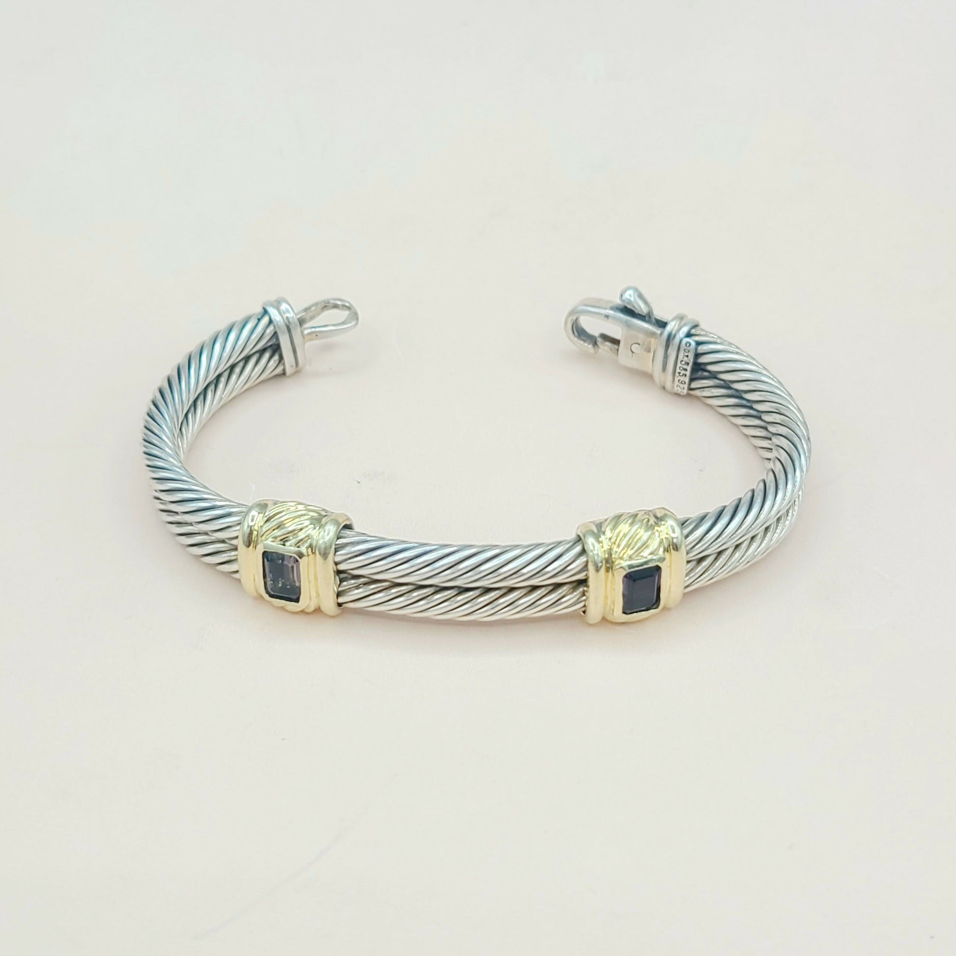 David Yurman Double Cable Renaissance Double Station Bracelet With Iolite And Gold