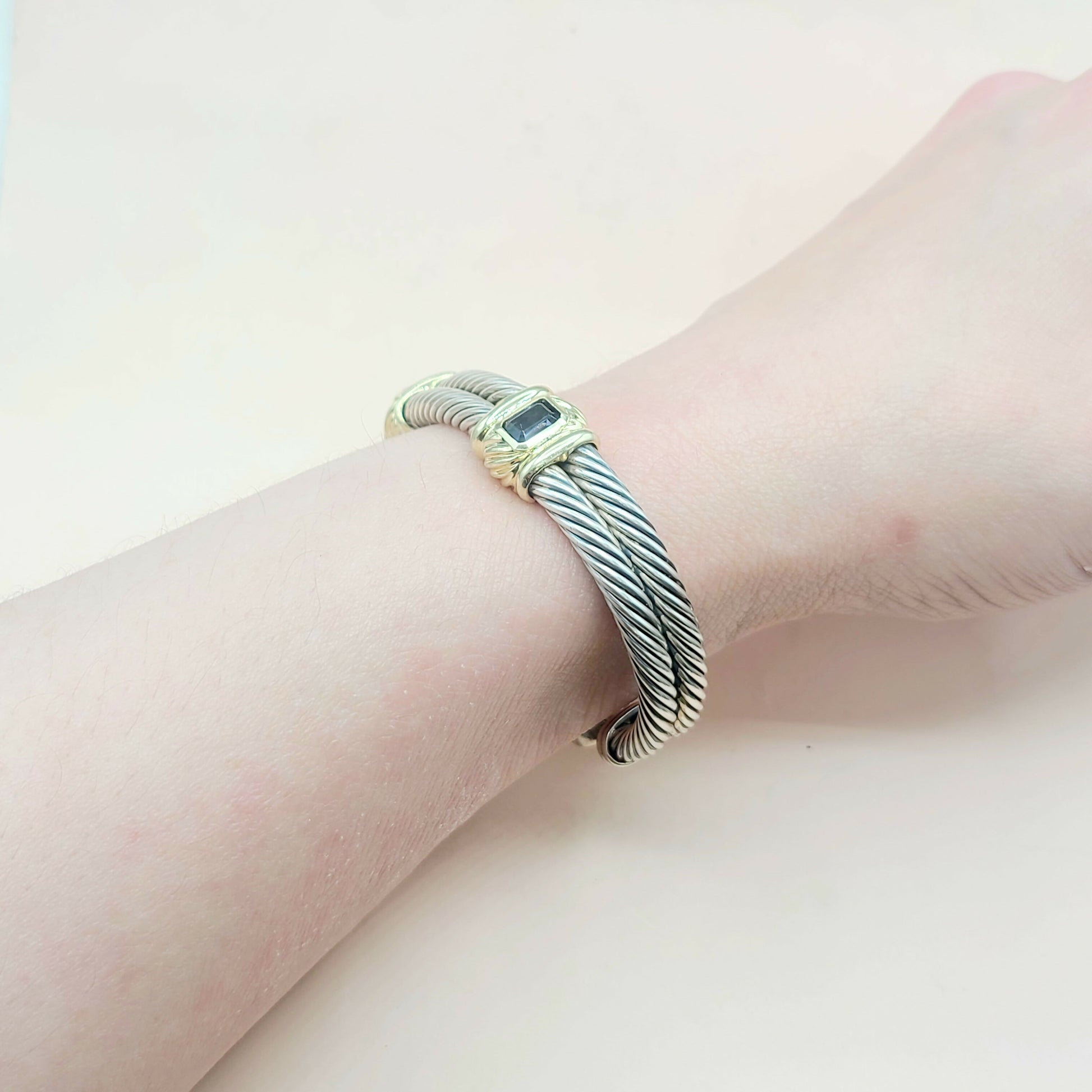 David Yurman Double Cable Renaissance Double Station Bracelet With Iolite And Gold