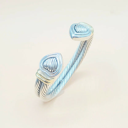 David Yurman Double Cable Heart Bracelet Silver & Gold | Certified  AYW Luxury #