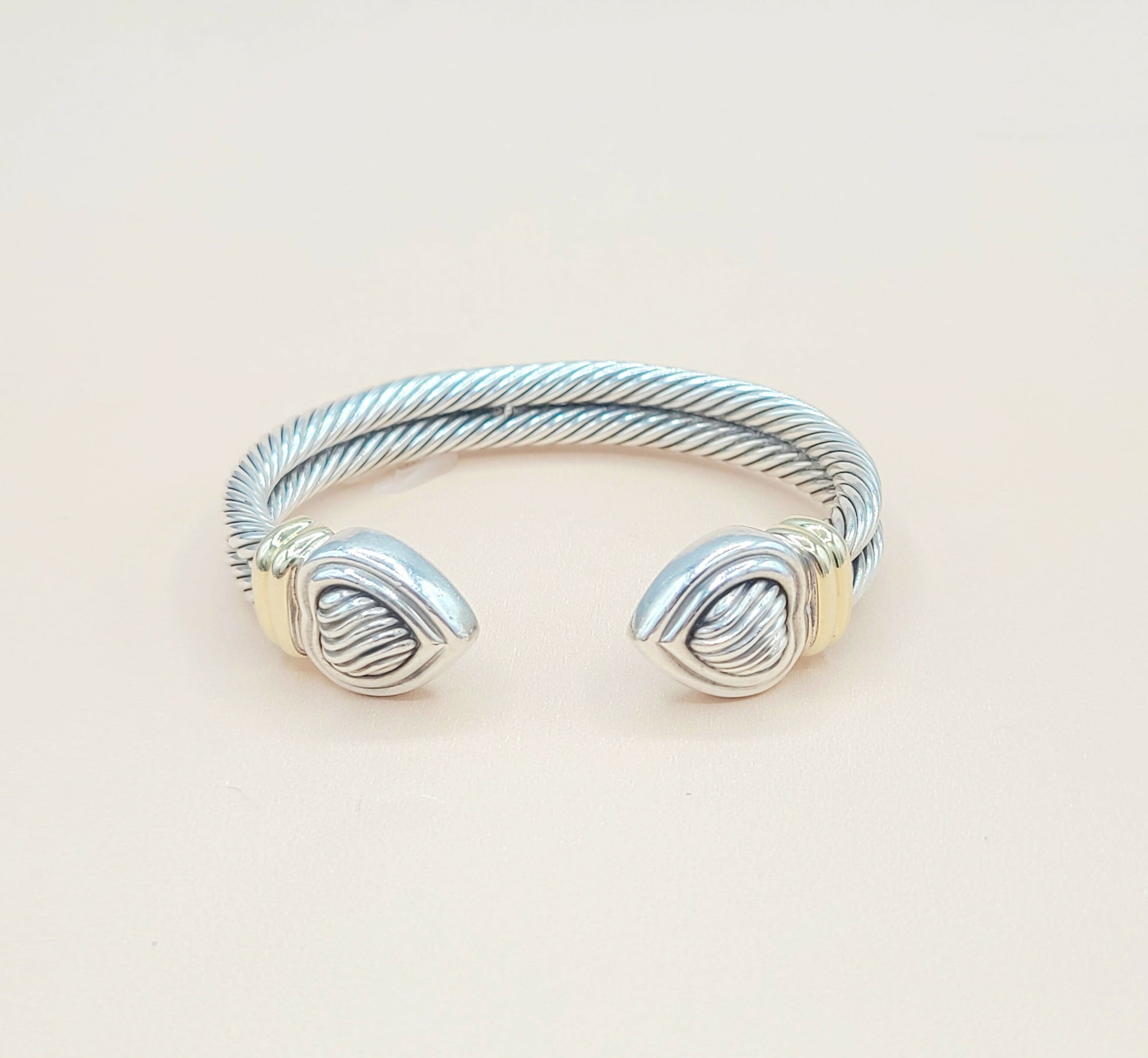 David Yurman Double Cable Heart Bracelet Silver & Gold | Certified  AYW Luxury #