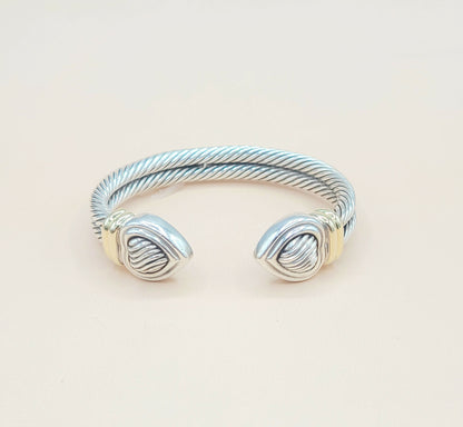 David Yurman Double Cable Heart Bracelet Silver & Gold | Certified  AYW Luxury #