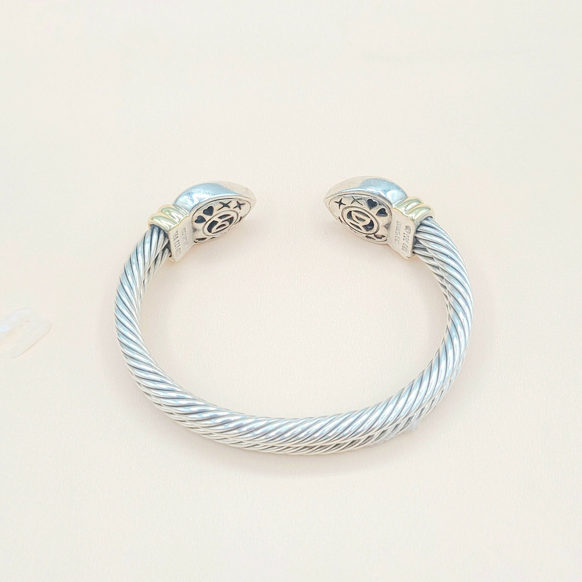 David Yurman Double Cable Heart Bracelet Silver & Gold | Certified  AYW Luxury #