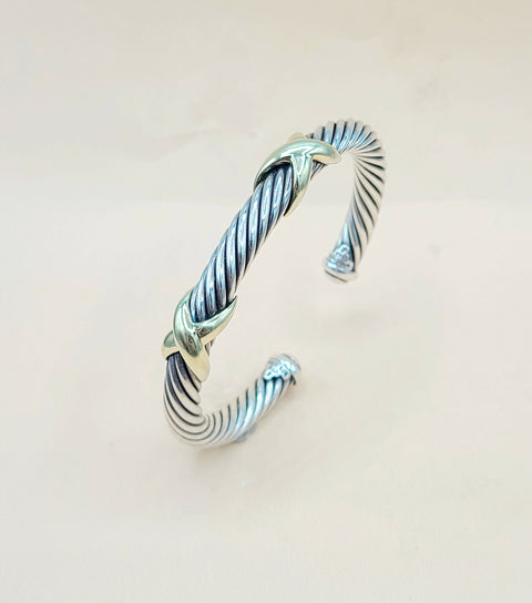  David Yurman Double Gold X Bracelet, 7mm