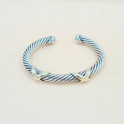 David Yurman Double Gold X Bracelet 7mm | Certified Pre-Owned  AYW Luxury #