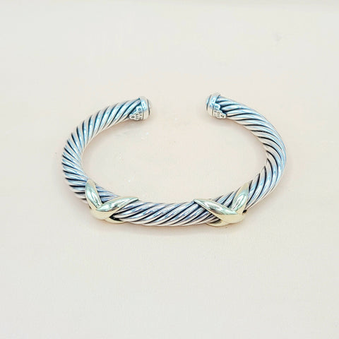  David Yurman Double Gold X Bracelet, 7mm