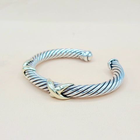  David Yurman Double Gold X Bracelet, 7mm