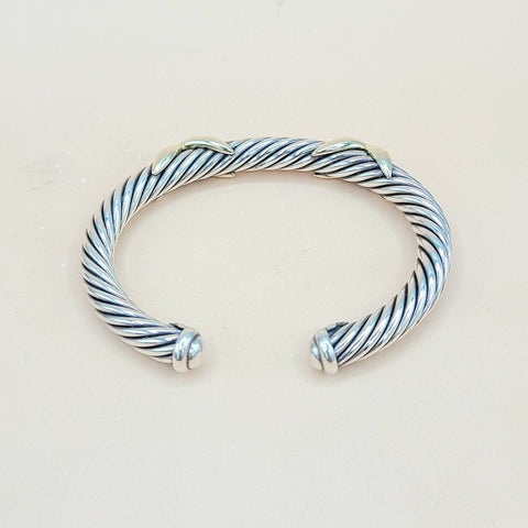 David Yurman Double Gold X Bracelet, 7mm