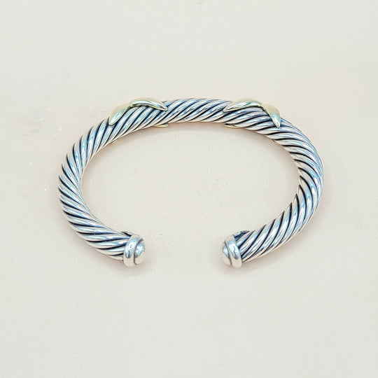  David Yurman Double Gold X Bracelet, 7mm