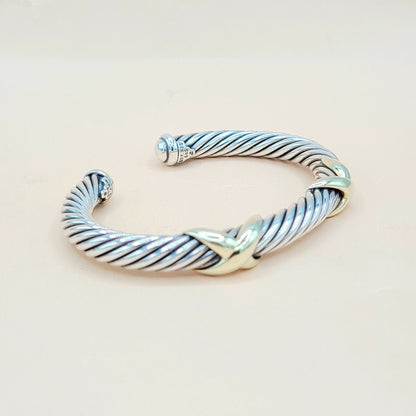 David Yurman Double Gold X Bracelet 7mm | Certified Pre-Owned  AYW Luxury #