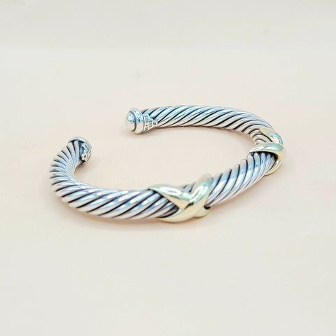  David Yurman Double Gold X Bracelet, 7mm