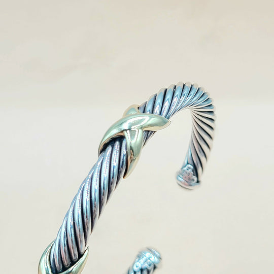  David Yurman Double Gold X Bracelet, 7mm
