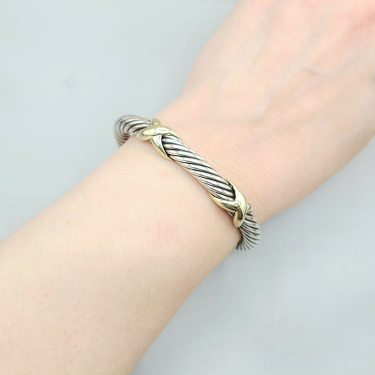  David Yurman Double Gold X Bracelet, 7mm