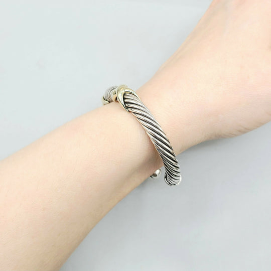  David Yurman Double Gold X Bracelet, 7mm