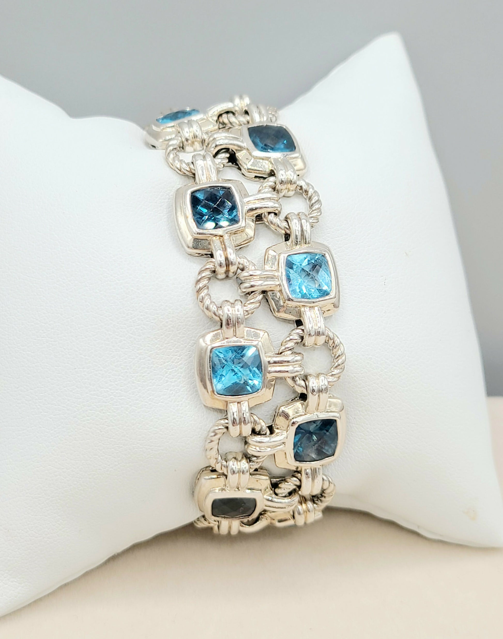 David Yurman Double Row Renaissance Blue Topaz Bracelet | Certified   AYW Luxury #