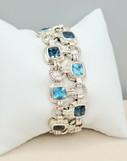 David Yurman Double Row Renaissance Blue Topaz Bracelet | Certified   AYW Luxury #