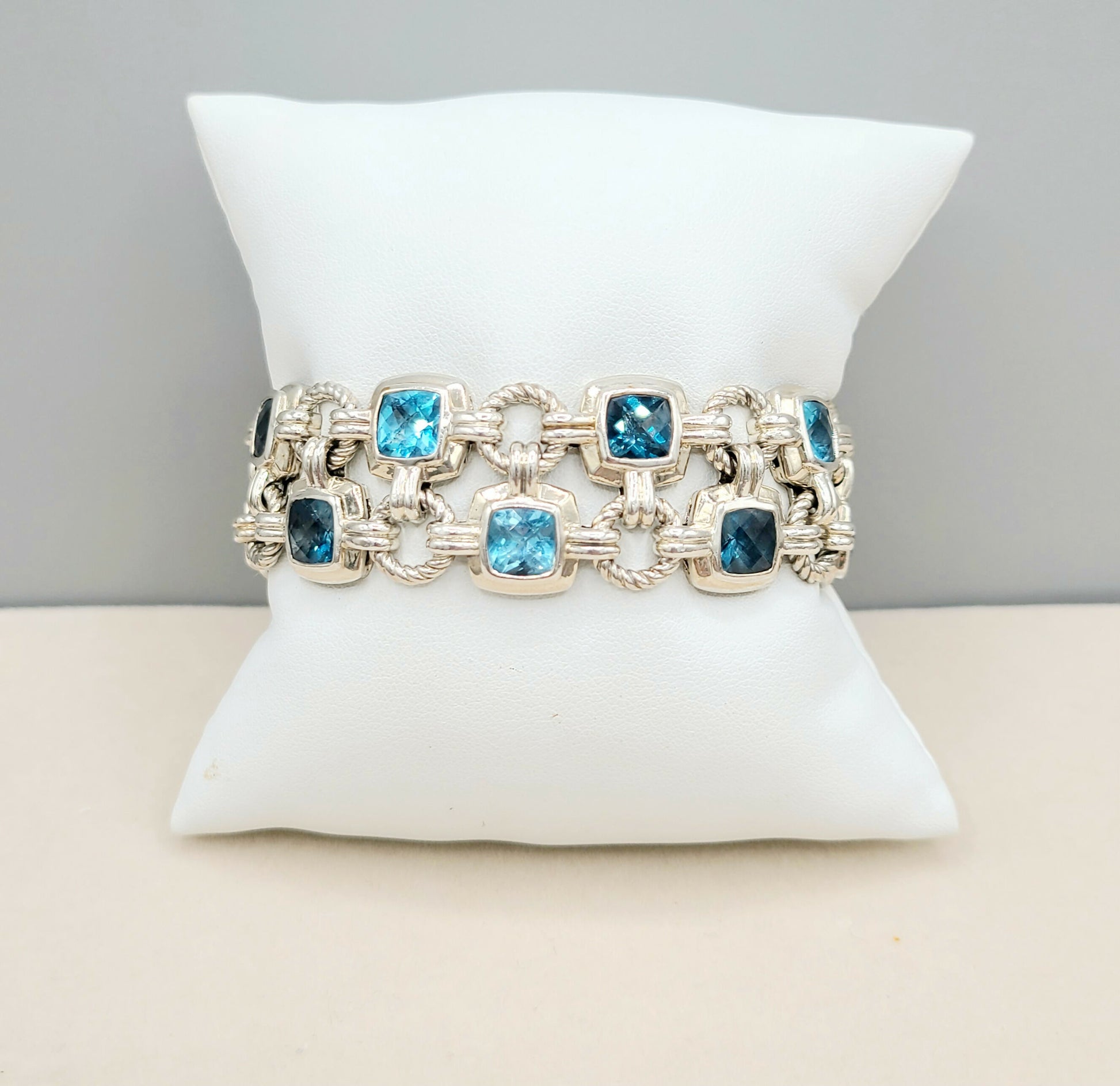 David Yurman Double Row Renaissance Blue Topaz Bracelet | Certified   AYW Luxury #