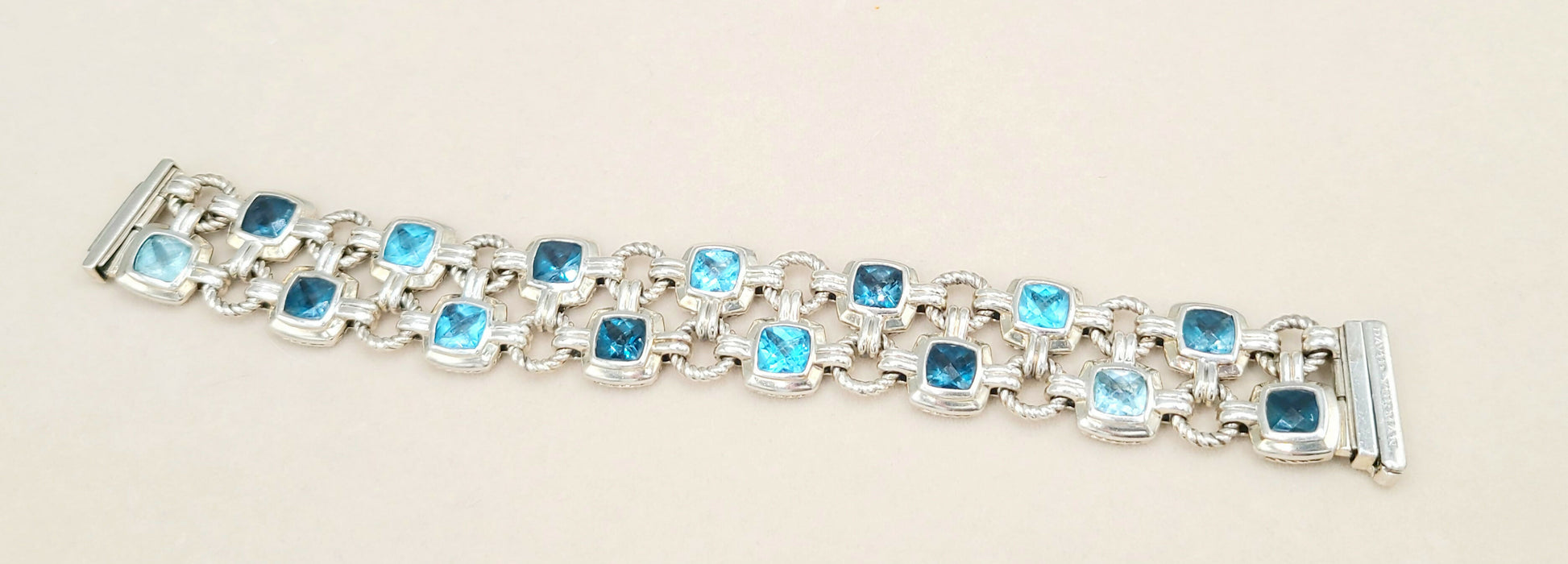 David Yurman Double Row Renaissance Blue Topaz Bracelet | Certified   AYW Luxury #