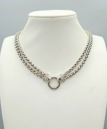  David Yurman-Double Wheat Chain-Diamond-Necklace