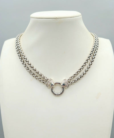 David Yurman-Double Wheat Chain-Diamond-Necklace    #