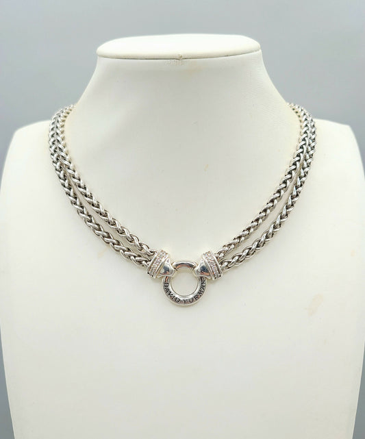 David Yurman Double Wheat Chain Diamond Necklace Certified Pre-Owned  AYW Luxury #
