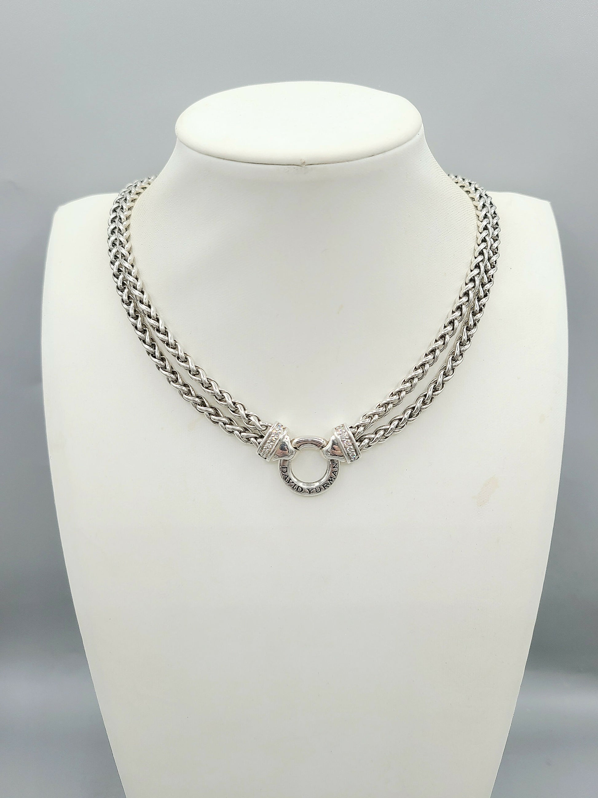   David Yurman-Double Wheat Chain-Diamond-Necklace